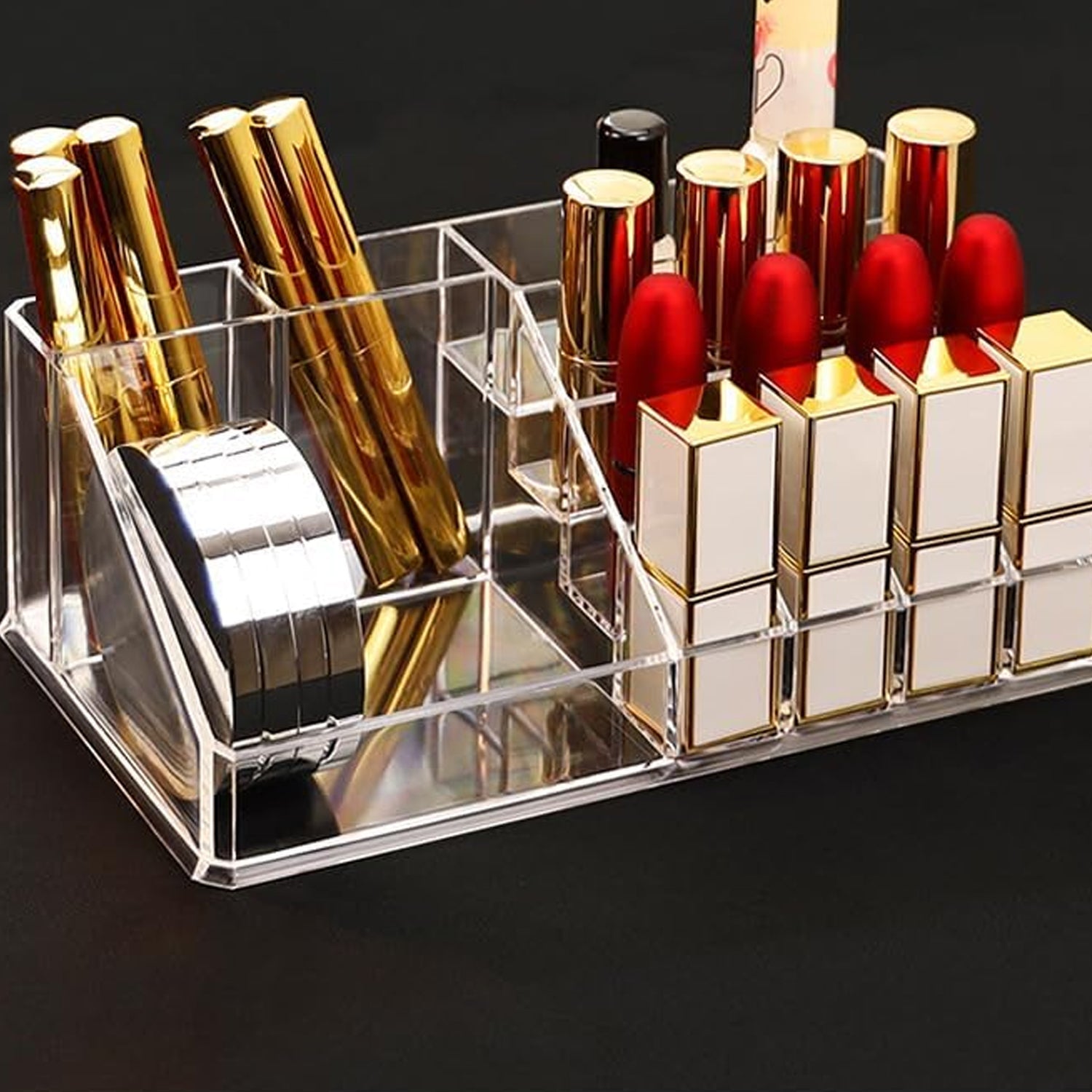 6282 16 Compartment Cosmetic Makeup Jewellery Lipstick Storage Organiser Box, Cosmetic Storage Box Make-up Lipstick Organizer / Lipstick Holder Case Transparent 6282 16 Compartment Cosmetic Makeup Jewellery Lipstick Storage Organiser Box, Cosmetic Storage Box Make-up Lipstick Organizer / Lipstick Holder Case Transparent